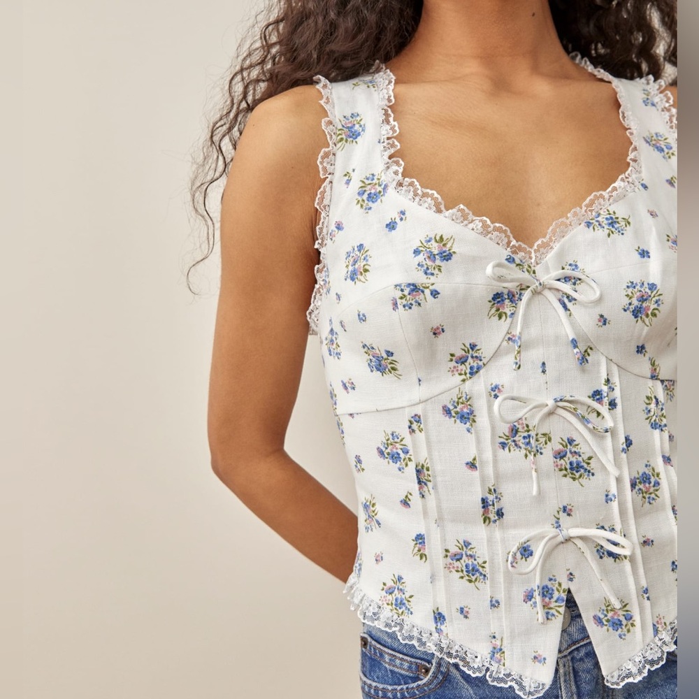 Reformation Brenda Linen Top